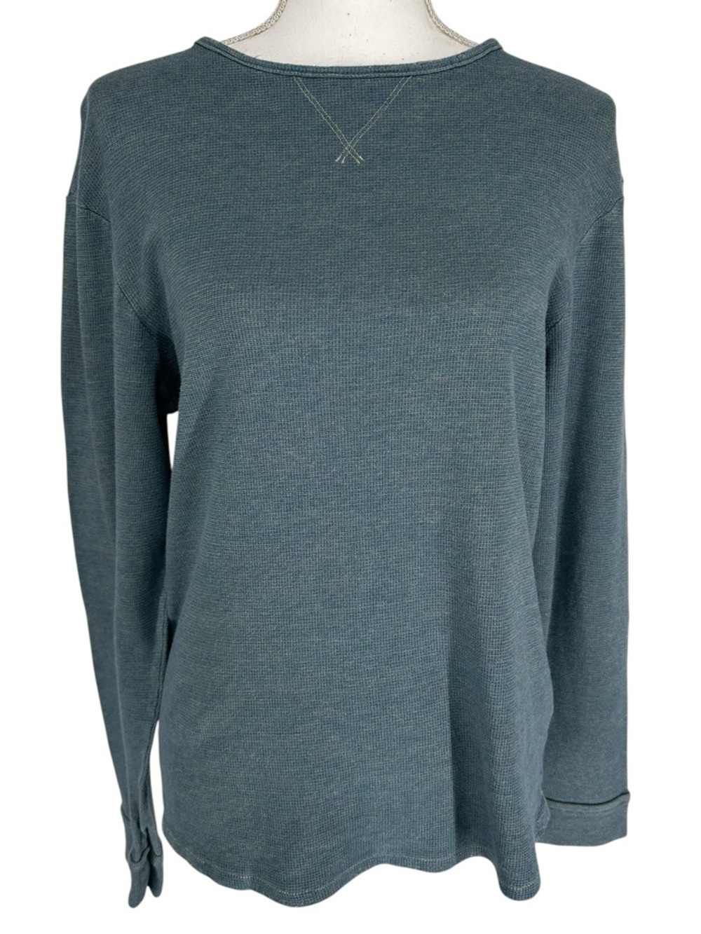 WASH DRY GOODS / Blue Long Sleeve Thermal Shirt / Small / Grunge Emo Hipster